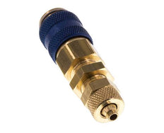 Messing DN 5 Blauw Luchtkoppeling Snelkoppeling 4x6 mm Push-On Schotkoppeling Double Shut-Off