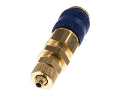 Messing DN 5 Blauw Luchtkoppeling Snelkoppeling 4x6 mm Push-On Schotkoppeling Double Shut-Off
