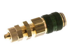 Messing DN 5 Groen Luchtkoppeling Snelkoppeling 4x6 mm Push-On Schotkoppeling Double Shut-Off