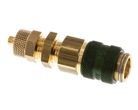 Messing DN 5 Groen Luchtkoppeling Snelkoppeling 4x6 mm Push-On Schotkoppeling Double Shut-Off
