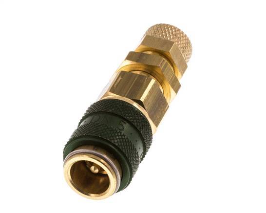 Messing DN 5 Groen Luchtkoppeling Snelkoppeling 4x6 mm Push-On Schotkoppeling Double Shut-Off