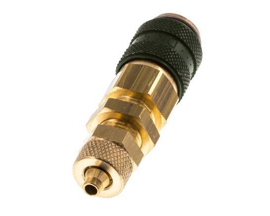 Messing DN 5 Groen Luchtkoppeling Snelkoppeling 4x6 mm Push-On Schotkoppeling Double Shut-Off