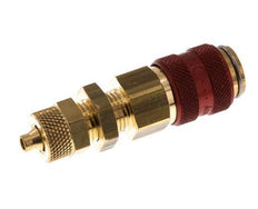 Messing DN 5 Rood Luchtkoppeling Snelkoppeling 4x6 mm Push-On Schotkoppeling Double Shut-Off