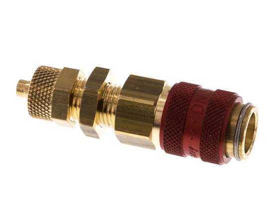 Messing DN 5 Rood Luchtkoppeling Snelkoppeling 4x6 mm Push-On Schotkoppeling Double Shut-Off
