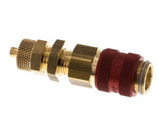 Messing DN 5 Rood Luchtkoppeling Snelkoppeling 4x6 mm Push-On Schotkoppeling Double Shut-Off