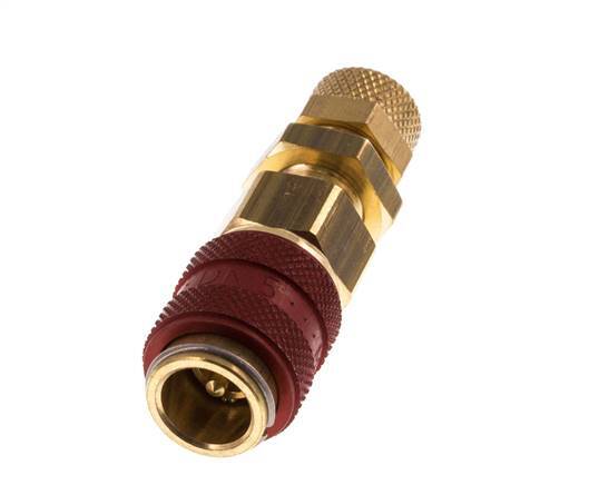 Messing DN 5 Rood Luchtkoppeling Snelkoppeling 4x6 mm Push-On Schotkoppeling Double Shut-Off