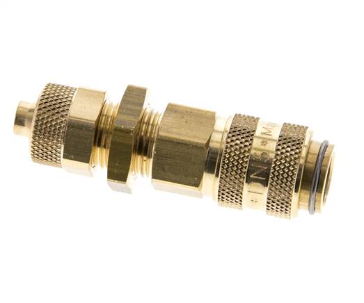 Messing DN 5 Luchtkoppeling Snelkoppeling 6x8 mm Push-On Schotkoppeling Pull-Off Double Shut-Off