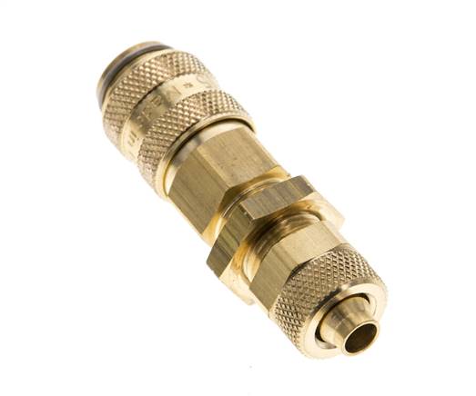 Messing DN 5 Luchtkoppeling Snelkoppeling 6x8 mm Push-On Schotkoppeling Pull-Off Double Shut-Off
