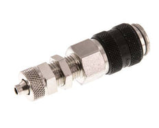Nickel-plated Brass DN 5 Black Air Coupling Socket 4x6 mm Union Nut Bulkhead