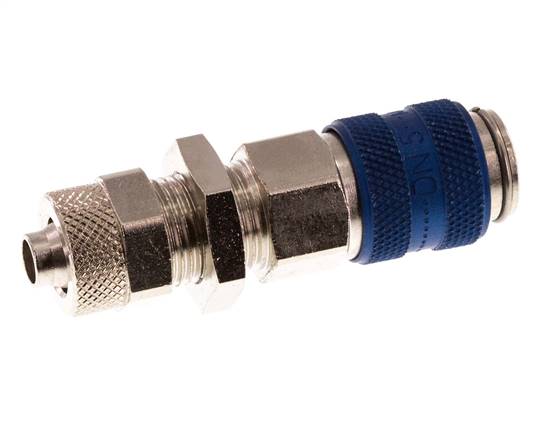 Vernikkeld Messing DN 5 Blauw Luchtkoppeling Snelkoppeling 6x8 mm Push-On Schotkoppeling Double Shut-Off
