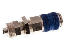 Vernikkeld Messing DN 5 Blauw Luchtkoppeling Snelkoppeling 6x8 mm Push-On Schotkoppeling Double Shut-Off