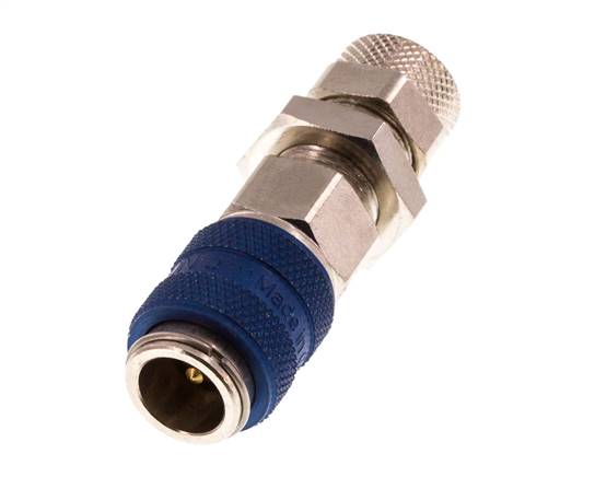 Vernikkeld Messing DN 5 Blauw Luchtkoppeling Snelkoppeling 6x8 mm Push-On Schotkoppeling Double Shut-Off