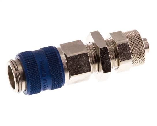 Vernikkeld Messing DN 5 Blauw Luchtkoppeling Snelkoppeling 6x8 mm Push-On Schotkoppeling Double Shut-Off