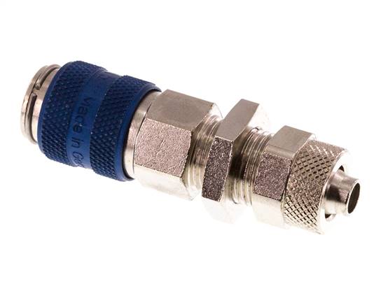 Vernikkeld Messing DN 5 Blauw Luchtkoppeling Snelkoppeling 6x8 mm Push-On Schotkoppeling Double Shut-Off