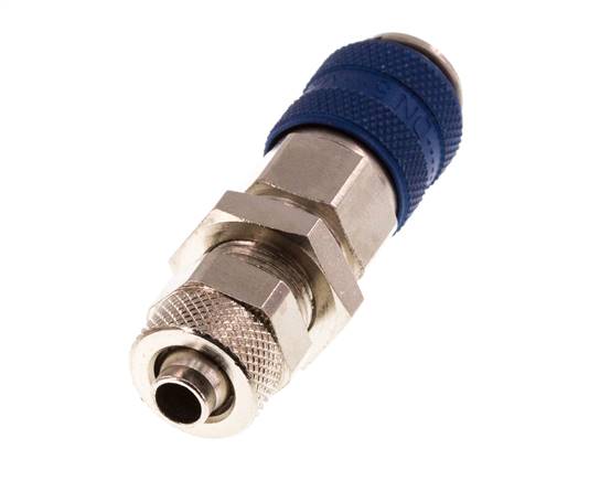 Vernikkeld Messing DN 5 Blauw Luchtkoppeling Snelkoppeling 6x8 mm Push-On Schotkoppeling Double Shut-Off