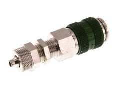 Nickel-plated Brass DN 5 Green Air Coupling Socket 4x6 mm Union Nut Bulkhead