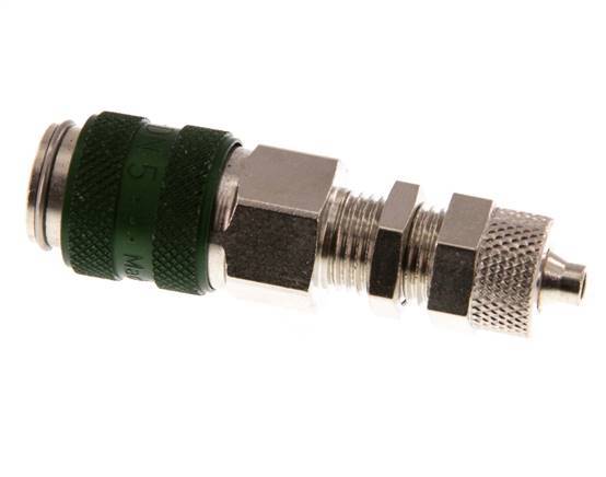 Vernikkeld Messing DN 5 Groen Luchtkoppeling Snelkoppeling 4x6 mm Push-On Schotkoppeling