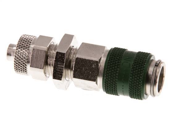 Vernikkeld Messing DN 5 Groen Luchtkoppeling Snelkoppeling 6x8 mm Push-On Schotkoppeling Double Shut-Off