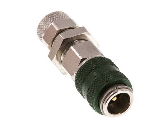 Vernikkeld Messing DN 5 Groen Luchtkoppeling Snelkoppeling 6x8 mm Push-On Schotkoppeling Double Shut-Off
