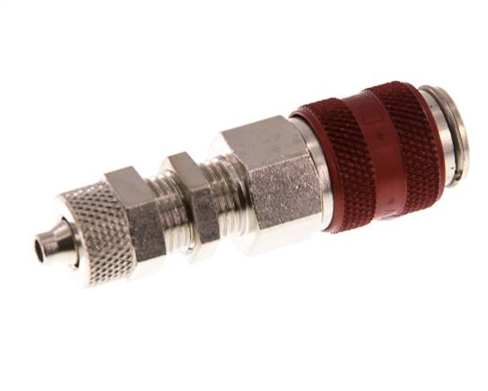 Vernikkeld Messing DN 5 Rood Luchtkoppeling Snelkoppeling 4x6 mm Push-On Schotkoppeling