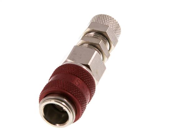 Vernikkeld Messing DN 5 Rood Luchtkoppeling Snelkoppeling 4x6 mm Push-On Schotkoppeling