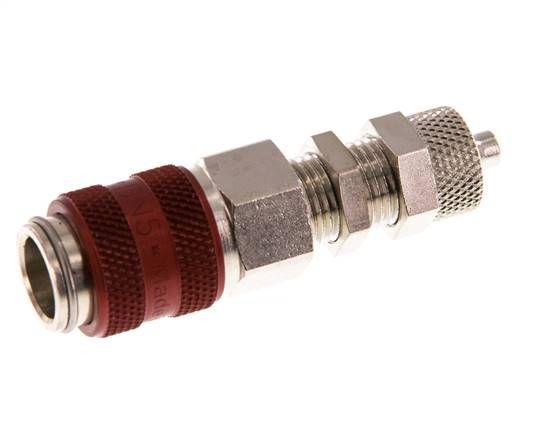 Vernikkeld Messing DN 5 Rood Luchtkoppeling Snelkoppeling 4x6 mm Push-On Schotkoppeling