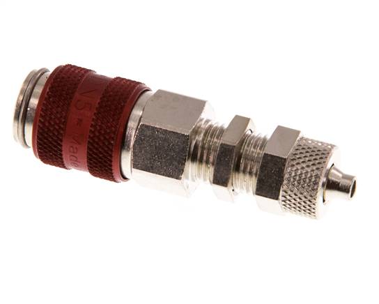 Vernikkeld Messing DN 5 Rood Luchtkoppeling Snelkoppeling 4x6 mm Push-On Schotkoppeling