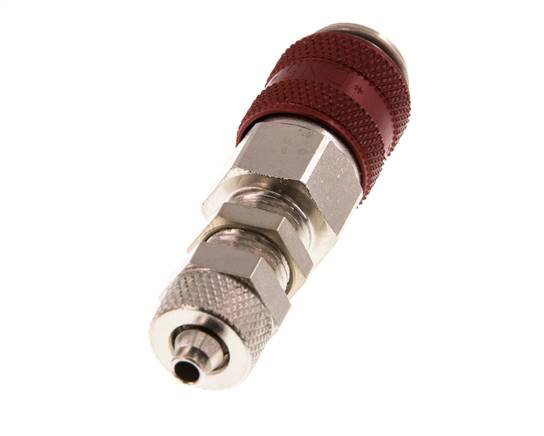 Vernikkeld Messing DN 5 Rood Luchtkoppeling Snelkoppeling 4x6 mm Push-On Schotkoppeling