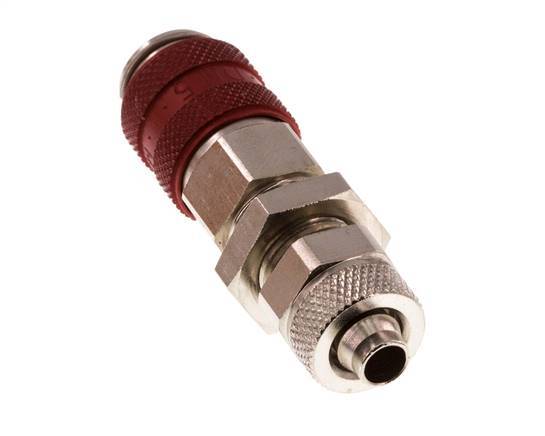 Vernikkeld Messing DN 5 Rood Luchtkoppeling Snelkoppeling 6x8 mm Push-On Schotkoppeling