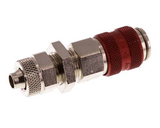 Vernikkeld Messing DN 5 Rood Luchtkoppeling Snelkoppeling 6x8 mm Push-On Schotkoppeling