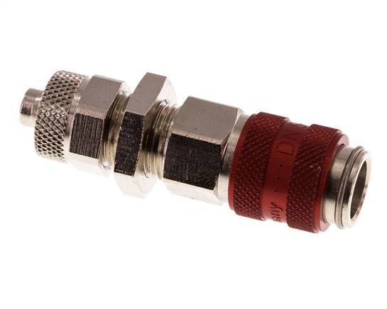 Vernikkeld Messing DN 5 Rood Luchtkoppeling Snelkoppeling 6x8 mm Push-On Schotkoppeling