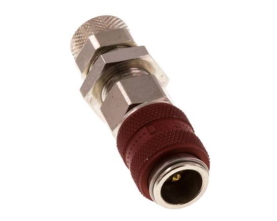 Vernikkeld Messing DN 5 Rood Luchtkoppeling Snelkoppeling 6x8 mm Push-On Schotkoppeling Double Shut-Off
