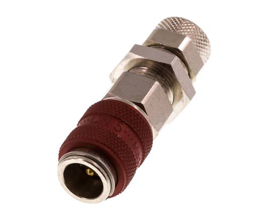 Vernikkeld Messing DN 5 Rood Luchtkoppeling Snelkoppeling 6x8 mm Push-On Schotkoppeling Double Shut-Off
