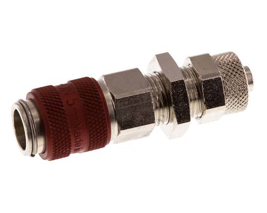 Vernikkeld Messing DN 5 Rood Luchtkoppeling Snelkoppeling 6x8 mm Push-On Schotkoppeling Double Shut-Off