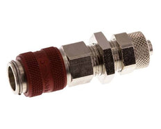 Vernikkeld Messing DN 5 Rood Luchtkoppeling Snelkoppeling 6x8 mm Push-On Schotkoppeling Double Shut-Off