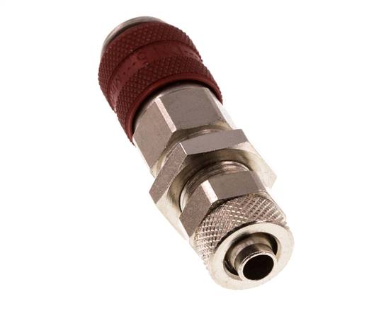 Vernikkeld Messing DN 5 Rood Luchtkoppeling Snelkoppeling 6x8 mm Push-On Schotkoppeling Double Shut-Off