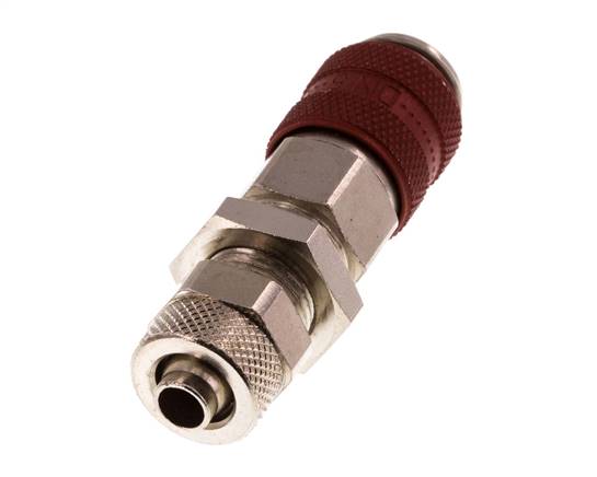Vernikkeld Messing DN 5 Rood Luchtkoppeling Snelkoppeling 6x8 mm Push-On Schotkoppeling Double Shut-Off