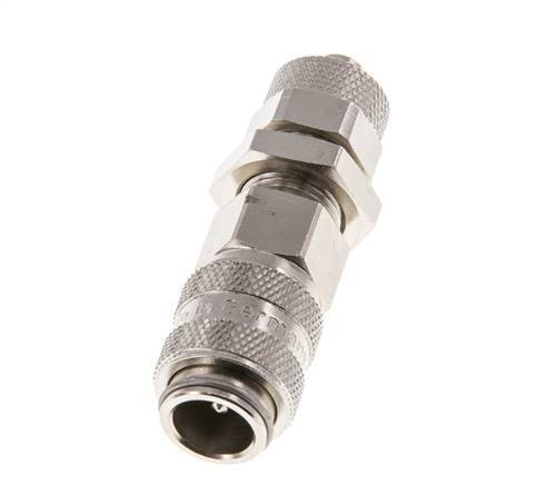 Nickel-plated Brass DN 5 Air Coupling Socket 6x8 mm Union Nut Bulkhead Double Shut-Off