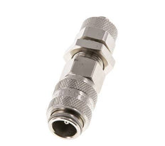 Nickel-plated Brass DN 5 Air Coupling Socket 6x8 mm Union Nut Bulkhead Double Shut-Off