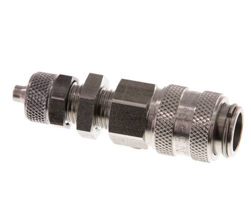 RVS DN 5 Luchtkoppeling Snelkoppeling 4x6 mm Push-On Schotkoppeling