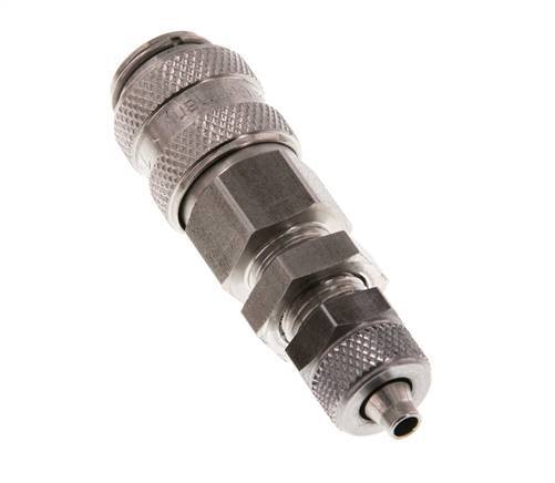 RVS DN 5 Luchtkoppeling Snelkoppeling 4x6 mm Push-On Schotkoppeling