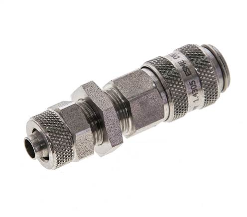 RVS DN 5 Luchtkoppeling Snelkoppeling 6x8 mm Push-On Schotkoppeling