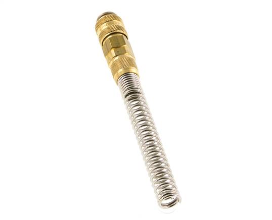Messing DN 5 Luchtkoppeling Snelkoppeling 6x8 mm Push-On Buigbescherming Double Shut-Off