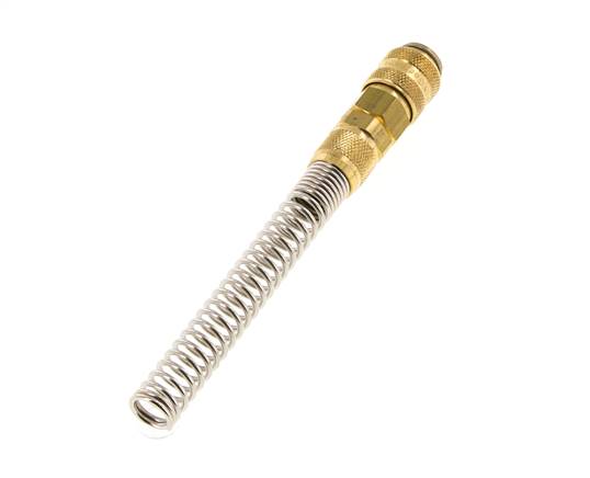 Messing DN 5 Luchtkoppeling Snelkoppeling 6x8 mm Push-On Buigbescherming Double Shut-Off