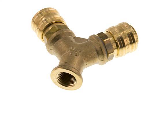 Messing DN 7.2 (Euro) Luchtkoppeling Snelkoppeling G 3/8 inch Binnendraad Wandmontage 2-weg