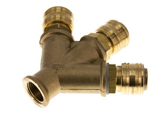 Brass DN 7.2 (Euro) Air Coupling Socket G 1/2 inch Female 3-way