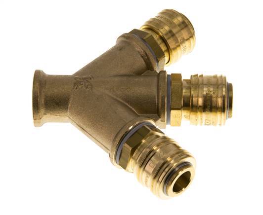 Brass DN 7.2 (Euro) Air Coupling Socket G 1/2 inch Female 3-way