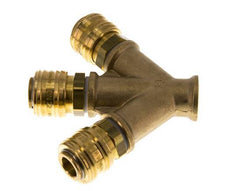 Messing DN 7.2 (Euro) Luchtkoppeling Snelkoppeling G 3/8 inch Binnendraad Wandmontage 3-weg