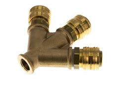 Messing DN 7.2 (Euro) Luchtkoppeling Snelkoppeling G 3/8 inch Binnendraad Wandmontage 3-weg