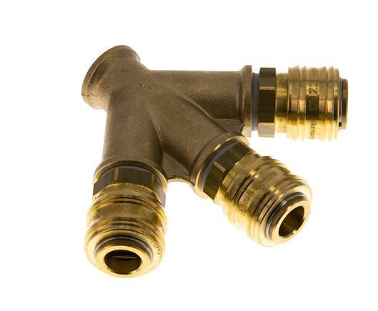 Messing DN 7.2 (Euro) Luchtkoppeling Snelkoppeling G 3/8 inch Binnendraad Wandmontage 3-weg